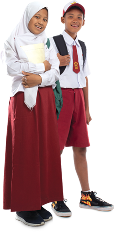Indonesian female and male school students in uniform