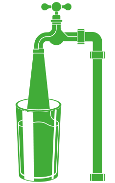 Illustration of a tap pouring water in to a glass